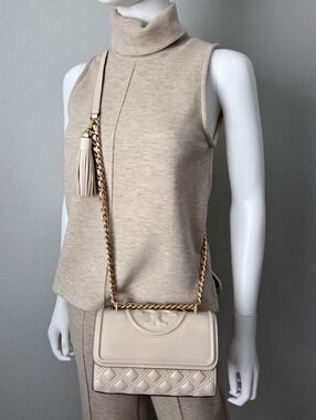 Tory Burch Fleming Convertible Shoulder Bag, Cream & Gold